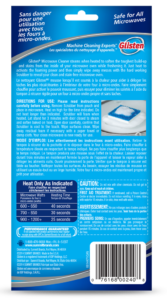 Glisten Microwave Cleaner 2-use Back SKU C-MW01B