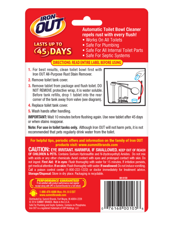 Iron OUT® Rust Stain Removers Automatic Toilet Bowl Cleaner Summit