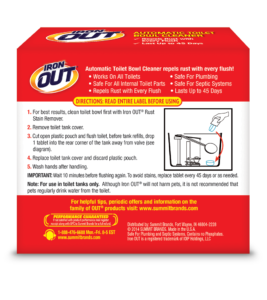 Iron OUT Automatic Toilet Bowl Cleaner 6 use back SKU AT06B