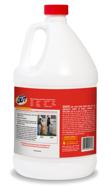 Iron OUT Outdoor Rust Stain Remover for Concrete & Vinyl Siding Package Back; SKU LI05B