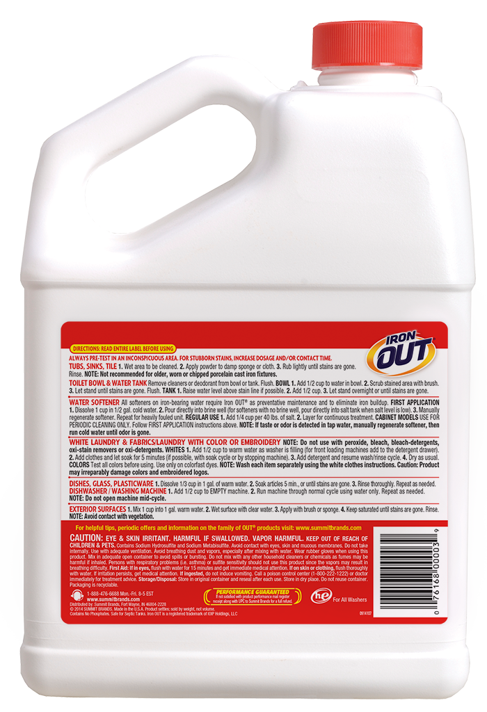 Iron OUT Rust Stain Remover Package Back; 9 lb 8 oz; SKU IO99B
