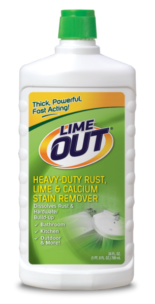 Lime OUT Heavy-Duty Rust Limescale & Calcium Stain Remover Package Front; SKU AO24B