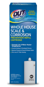 OUT Filter Mate Scale & Corrosion Prevention Cartridge Package Front - For Hard Water Buildup; SKU SC01R
