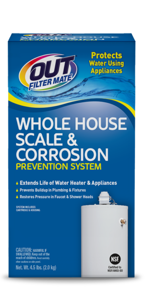OUT Filter Mate Scale & Corrosion Prevention System Package Front - For Hard Water Buildup; SKU SC01B