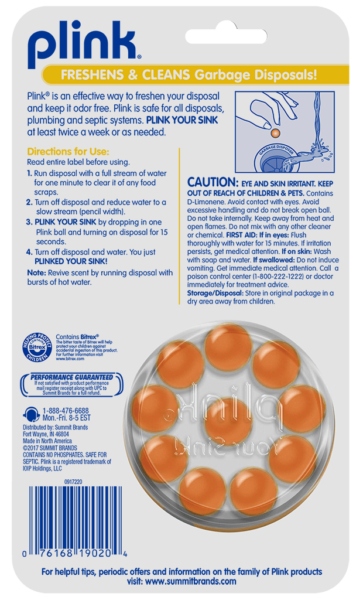 Plink® Garbage Disposal Freshener & Cleaner – Citrus Orange