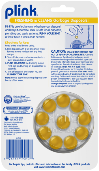 Plink® Garbage Disposal Freshener & Cleaner – Lemon Scent