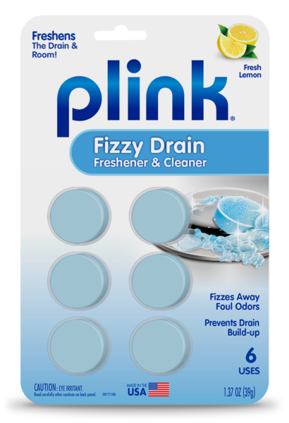 Plink Fizzy Drain Freshener & Cleaner Fresh Lemon Package Front; 6 use; SKU PDF01B