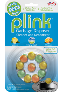Plink Garbage Disposal Freshener & Cleaner Assorted Fragrance Package Front; 20 use; SKU PAF01B
