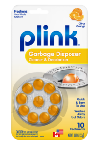 Plink Garbage Disposal Freshener & Cleaner Citrus Orange Package Front; 10 use; SKU PCO01B