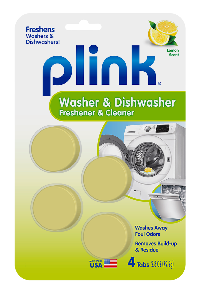 Plink Washing Machine & Dishwasher Freshener & Cleaner Fresh Lemon Package Front; 4 use; SKU PAL01B