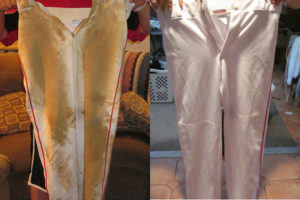 Baseball Pants clay and rust stain Before and After using iron out rust stain remover