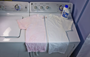 Before and After of T-Shirt with Color Run using White Brite Laundry Whitener
