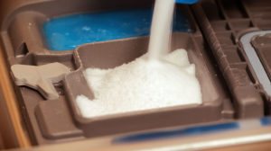 Glisten Dishwasher Detergent Booster powder in dishwasher