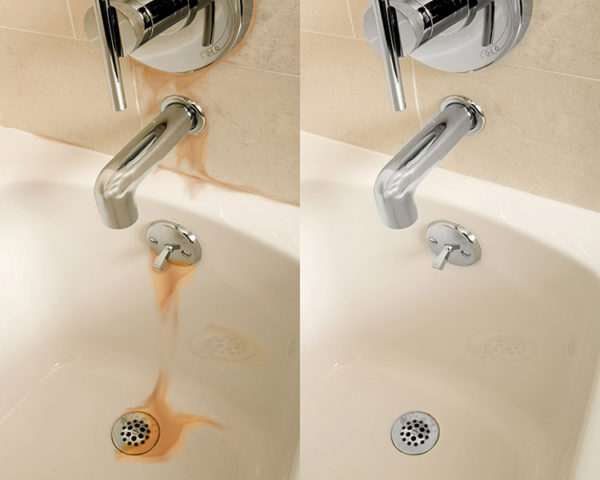 bathtub rust stain before and After using iron out rust stain remover