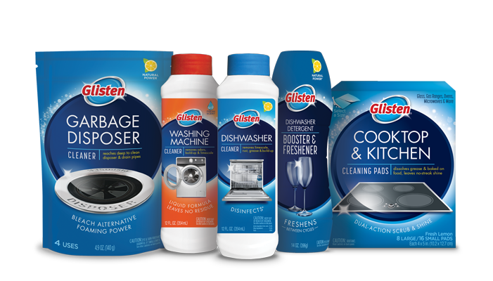 Glisten Appliance Cleaners & Boosters product packages