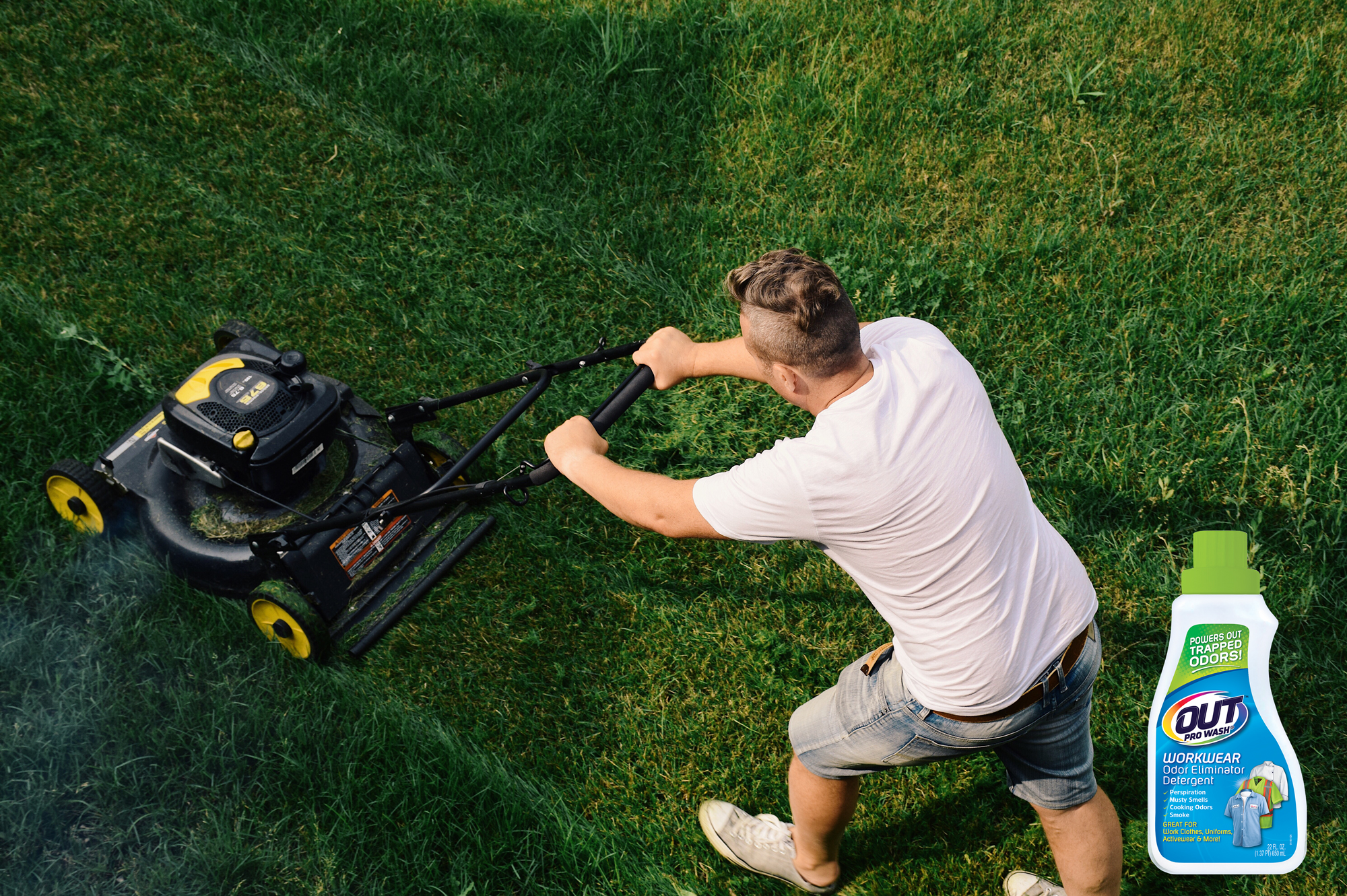 mowing the lawn